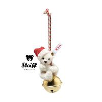 2025 Steiff 008023 TEDDY BEAR ORNAMENT ON BELL | WHITE MOHAIR