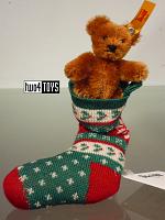 Steiff 026775 MINI TEDDY BEAR RUSSET IN CHRISTMAS SOCK 2017