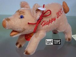 Steiff 035197 LUCKY PIG PINK MOHAIR HAPPY 2000