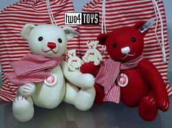 Steiff 035821 036651 SELECTION FELT TEDDY BEARS WHITE & RED