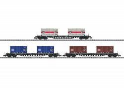 Minitrix 15961 Sgs 693 CONTAINER TRANSPORT FREIGHT CAR SET2018