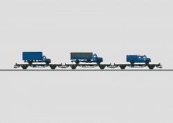 Marklin 48724 DB FLAT CAR SET WITH LOAD OF THW TRUCKS 2010