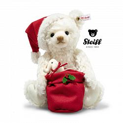 2025 Steiff 005879 SANTA TEDDY BEAR WITH LIGHT | WHITE MOHAIR