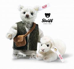 2023 Steiff 007460 SHEPHERD WITH LITTLE LAMB SET RMS MOHAIR