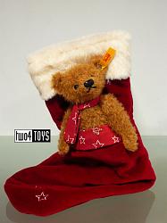 Steiff 026751 TEDDY BEAR WITH RED CHRISTMAS STOCKING 2017