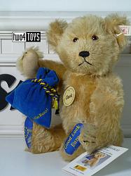 Steiff 028410 GOOD LUCK HELLO EURO TEDDY BEAR BLOND MOHAIR 1999