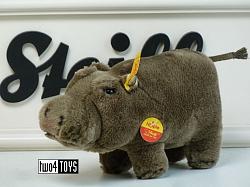 Steiff 041150 HIPPIE HIPPOPOTAMUS SOFT GRAY PLUSH 1995