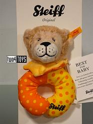 Steiff 240638 LEO LION GRIP TOY WITH RATTLE CUDDLY SOFT