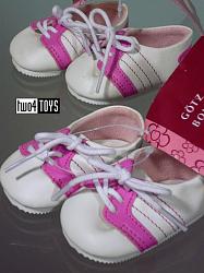 2018 Gotz 3401688 WHITE PINK LEATHERLOOK TENNIS SHOES SIZE M/XL