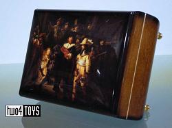 HIGH GLOSS WOODEN MUSIC BOX REMBRANDT NIGHT WATCH